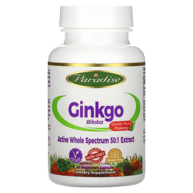 Paradise Herbs Ginkgo Biloba 60 Vegetarian Capsules 1 Paradise Herbs Ginkgo Biloba 60 Vegetarian Capsules 601944777203