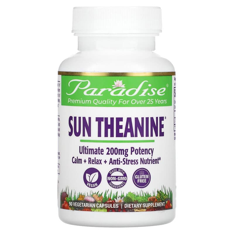Paradise Herbs Sun Theanine 200 mg 90 Vegetarian Capsules 1 Paradise Herbs Sun Theanine 200 mg 90 Vegetarian Capsules 601944778941
