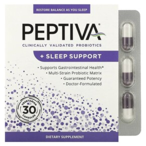 Peptiva Clinically Validated Probiotics + Sleep Support 30 Vegetarian Capsules 855710002512