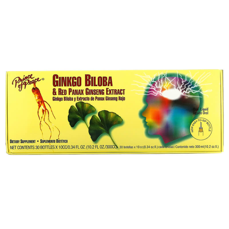 Prince of Peace Ginkgo Biloba & Red Panax Ginseng Extract 30 Bottles 0.34 fl oz Each 1 Prince of Peace Ginkgo Biloba & Red Panax Ginseng Extract 30 Bottles 0.34 fl oz Each 039278703306