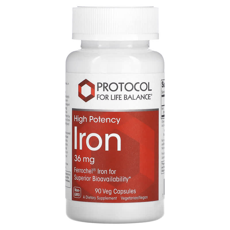 Protocol for Life Balance Iron High Potency 36 mg 90 Veg Capsules 1 Protocol for Life Balance Iron High Potency 36 mg 90 Veg Capsules 707359114449