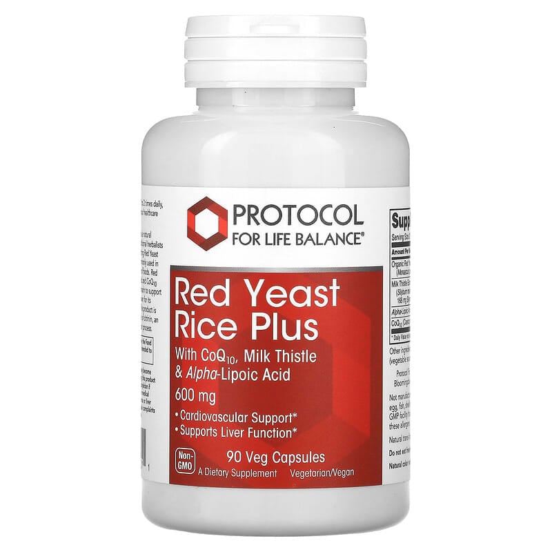Protocol for Life Balance Red Yeast Rice Plus with CoQ10 Milk Thistle & Alpha-Lipoic Acid 600 mg 90 Veg Capsules 1 Protocol for Life Balance Red Yeast Rice Plus with CoQ10 Milk Thistle & Alpha-Lipoic Acid 600 mg 90 Veg Capsules 707359133211
