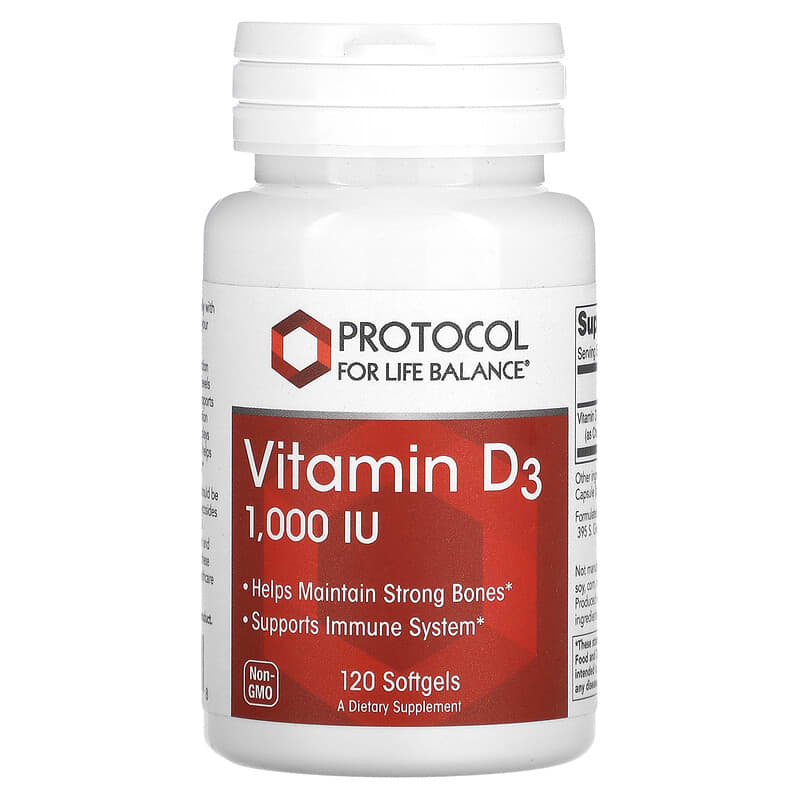 Protocol for Life Balance Vitamin D3 1.000 IU 120 Softgels 1 Protocol for Life Balance Vitamin D3 1.000 IU 120 Softgels 707359103658