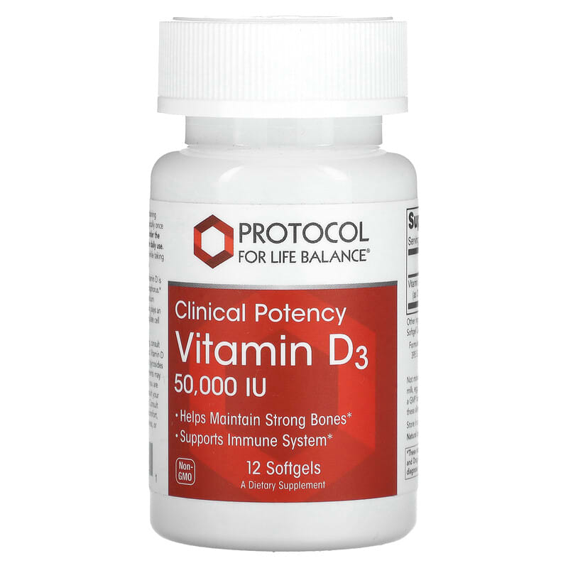 Protocol for Life Balance Vitamin D3 Clinical Potency 50.000 IU 12 Softgels 1 Protocol for Life Balance Vitamin D3 Clinical Potency 50.000 IU 12 Softgels 707359103771