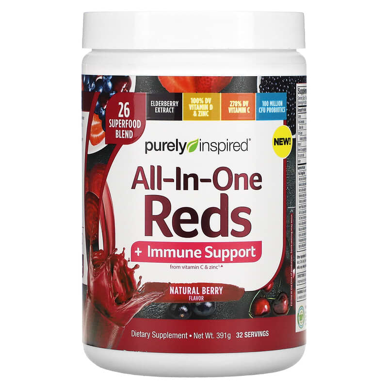 Purely Inspired All-In-One Reds + Immune Support Natural Berry 391 g 1 Purely Inspired All-In-One Reds + Immune Support Natural Berry 391 g 631656716115