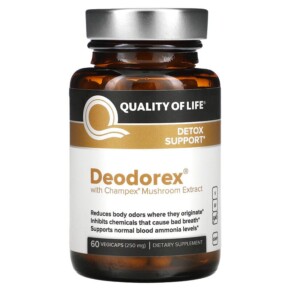 Quality of Life Labs Deodorex with Champex Mushroom Extract 250 mg 60 Vegicaps 812259003103
