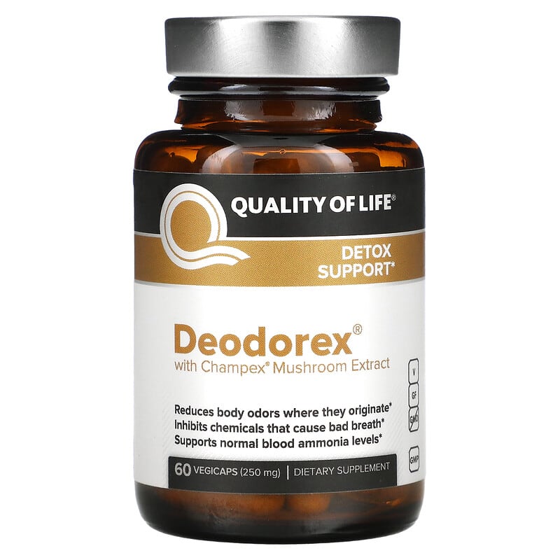 Quality of Life Labs Deodorex With Champex Mushroom Extract 250 mg 60 VegiCaps 1 Quality of Life Labs Deodorex with Champex Mushroom Extract 250 mg 60 Vegicaps 812259003103