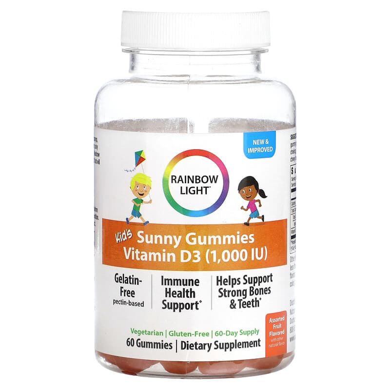 Rainbow Light Kid's Sunny Gummies Vitamin D3 Assorted Fruit 1.000 IU 60 Gummies 1 Rainbow Light Kid's Sunny Gummies Vitamin D3 Assorted Fruit 1.000 IU 60 Gummies 021888204373