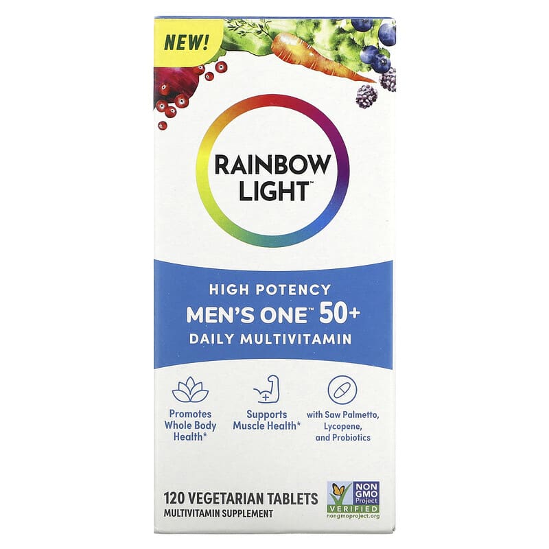 Rainbow Light Men's One 50+ Daily Multivitamin High Potency 120 Vegetarian Tablets 1 Rainbow Light Men's One 50+ Daily Multivitamin High Potency 120 Vegetarian Tablets 021888204052