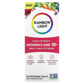 Rainbow Light Women's One 50+ Daily Multivitamin High Potency 60 Vegetarian Tablets 021888204229