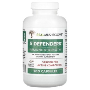 Real Mushrooms 5 Defenders Mushroom Extract Powder 200 Capsules 628110068231