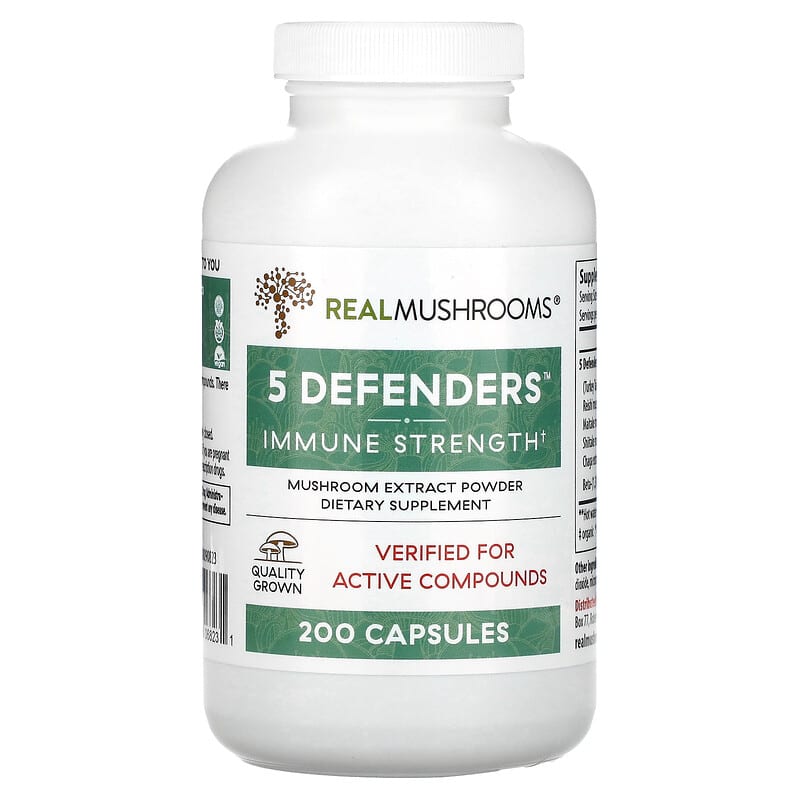 Real Mushrooms 5 Defenders Mushroom Extract Powder 200 Capsules 1 Real Mushrooms 5 Defenders Mushroom Extract Powder 200 Capsules 628110068231