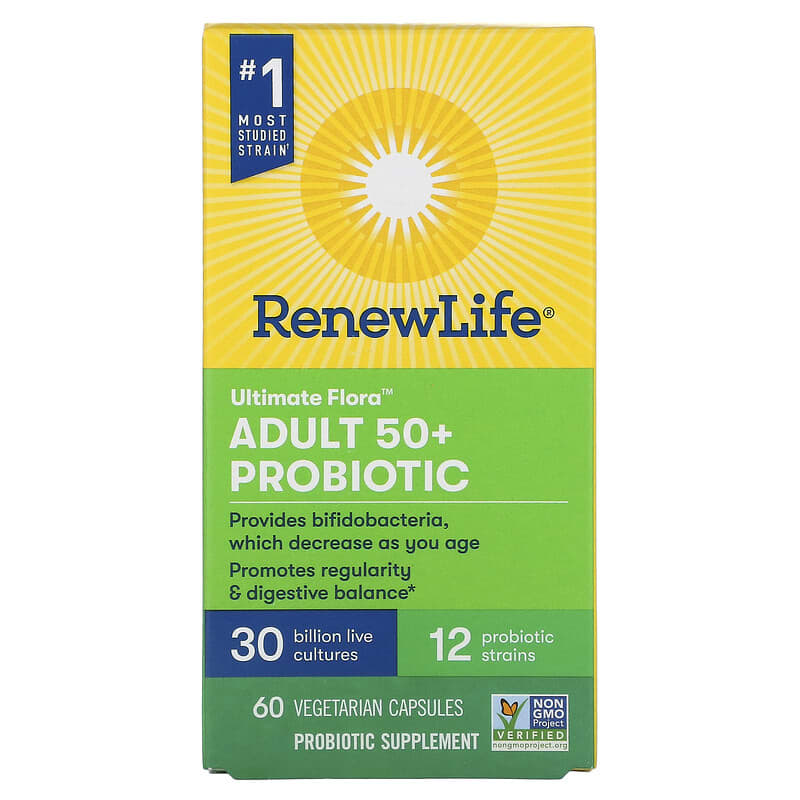 Renew Life Ultimate Flora Adult 50+ Probiotic 30 Billion Live Cultures 60 Vegetarian Capsules 1 Renew Life Ultimate Flora Adult 50+ Probiotic 30 Billion Live Cultures 60 Vegetarian Capsules 631257121134