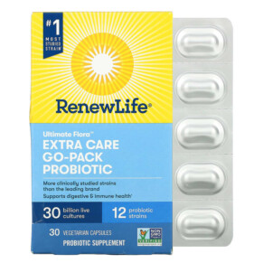 Renew Life Ultimate Flora Extra Care Go-Pack Probiotic 30 Billion Live Cultures 30 Vegetarian Capsules 631257156730