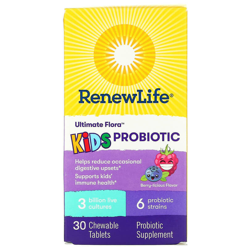 Renew Life Ultimate Flora Kids Probiotic Berry-licious 3 Billion Live Cultures 30 Chewable Tablets 1 Renew Life Ultimate Flora Kids Probiotic Berry-licious 3 Billion Live Cultures 30 Chewable Tablets 631257158680