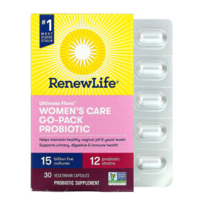Renew Life Ultimate Flora Women's Care Go-Pack Probiotic 15 Billion Live Cultures 30 Vegetarian Capsules 631257158727