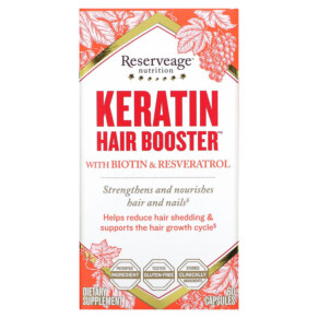 Reserveage Nutrition Keratin Hair Booster with Biotin & Resveratrol 60 Capsules 094922015709
