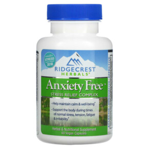 RidgeCrest Herbals Anxiety Free Stress Relief Complex 60 Vegan Capsules 355724003203