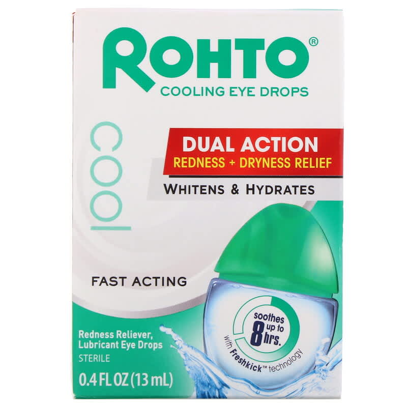 Rohto Cooling Eye Drops Dual Action Redness + Dryness Relief 0.4 fl oz (13 ml) 1 Rohto Cooling Eye Drops Dual Action Redness + Dryness Relief 0.4 fl oz (13 ml) 310742010749