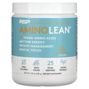 RSP Nutrition AminoLean 5 g Vegan Amino Acids + Anytime Energy Pineapple Coconut 7.94 oz (225 g) 858491007561