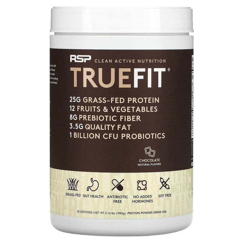 RSP Nutrition TrueFit Grass-Fed Protein Shake with Fruits & Vegetbles Chocolate 2.16 lbs (980 g) 1 RSP Nutrition TrueFit Grass-Fed Protein Shake with Fruits & Vegetbles Chocolate 2.16 lbs (980 g) 858491007455
