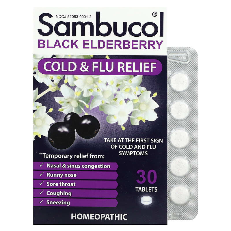 Sambucol Black Elderberry Cold & Flu Relief 30 Quick Dissolve Tablets 1 Sambucol Black Elderberry Cold & Flu Relief 30 Quick Dissolve Tablets 896116001501