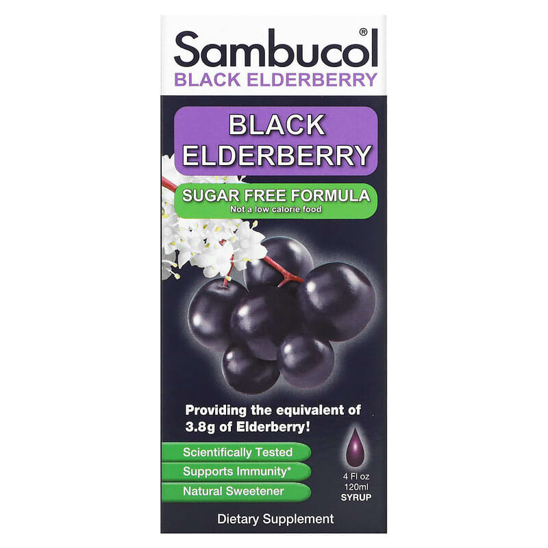 Sambucol Black Elderberry Syrup Sugar Free Formula 4 fl oz (120 ml) 1 Sambucol Black Elderberry Syrup Sugar Free Formula 4 fl oz (120 ml) 896116001136