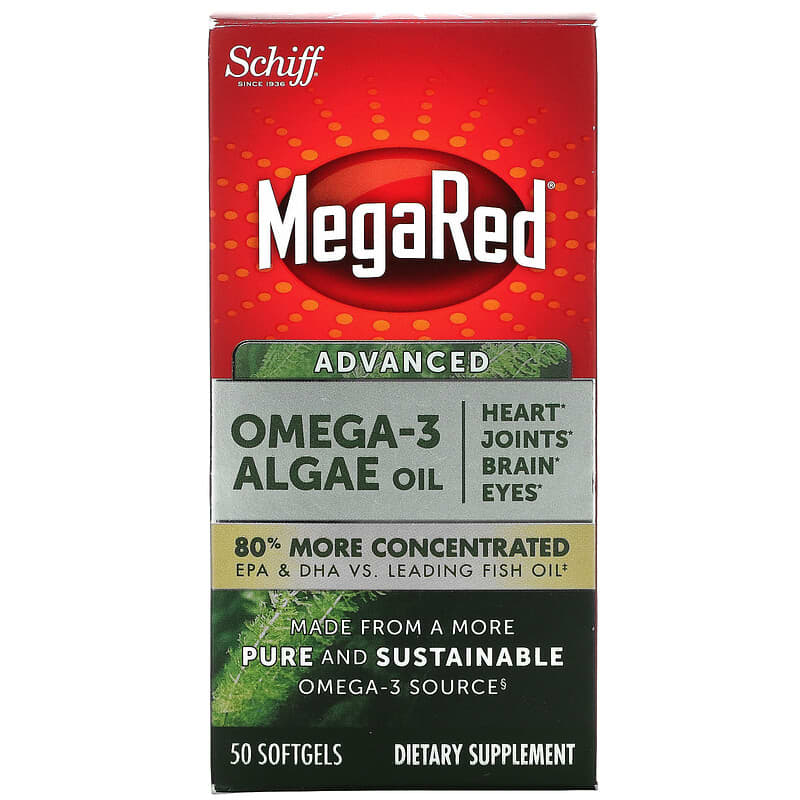 Schiff MegaRed Advanced Omega-3 Algae Oil 50 Softgels 1 Schiff MegaRed Advanced Omega-3 Algae Oil 50 Softgels 020525104472