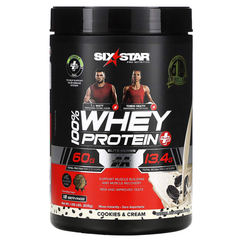 Six Star Elite Series 100% Whey Protein Plus Cookies & Cream 1.85 lbs (839 g) 1 Six Star Elite Series 100% Whey Protein Plus Cookies & Cream 1.85 lbs (839 g) 631656716740