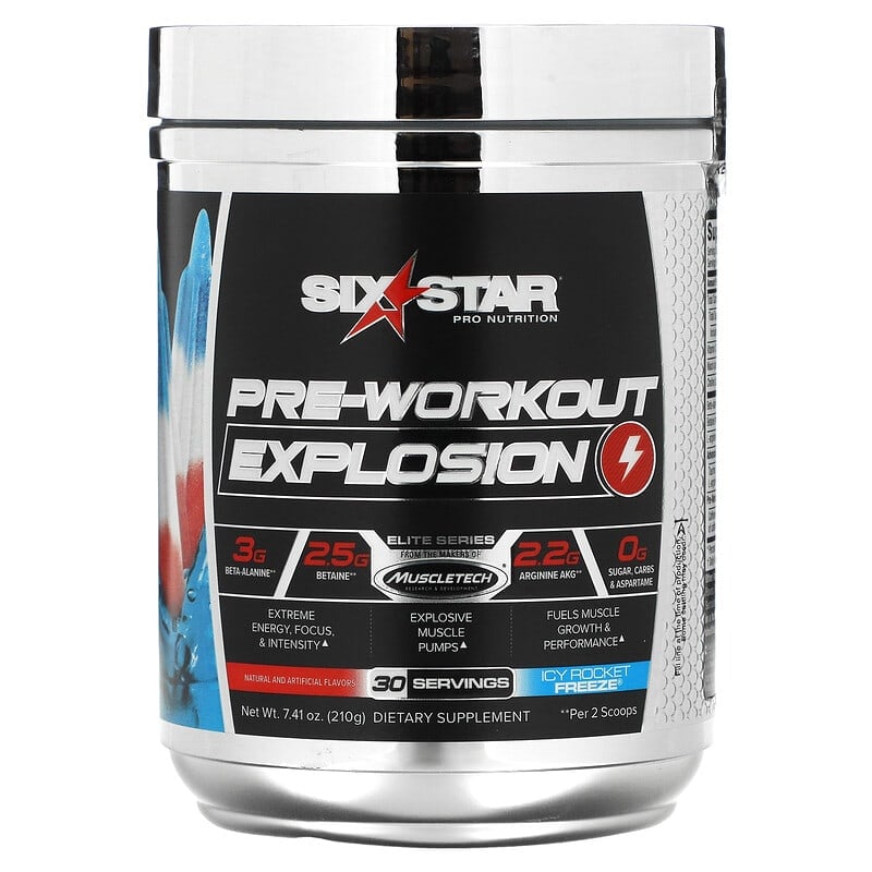 Six Star Elite Series Pre-Workout Explosion Icy Rocket Freeze 7.41 oz (210 g) 1 Six Star Elite Series Pre-Workout Explosion Icy Rocket Freeze 7.41 oz (210 g) 631656716832