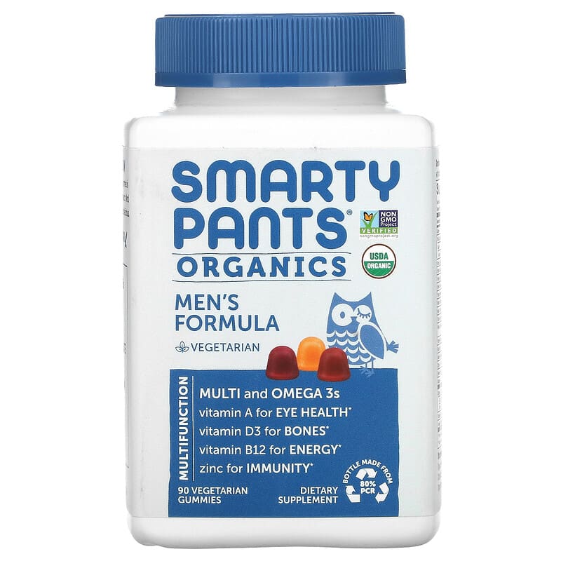 SmartyPants Organic Men's Formula Raspberry Orange and Cherry 90 Vegetarian Gummies 1 SmartyPants Organics Men's Formula Raspberry Orange and Cherry 90 Vegetarian Gummies 817053020974