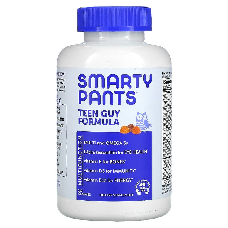 SmartyPants Teen Guy Formula Lemon Lime Cherry and Orange 120 Gummies 1 SmartyPants Teen Guy Formula Lemon Lime Cherry and Orange 120 Gummies 817053020677
