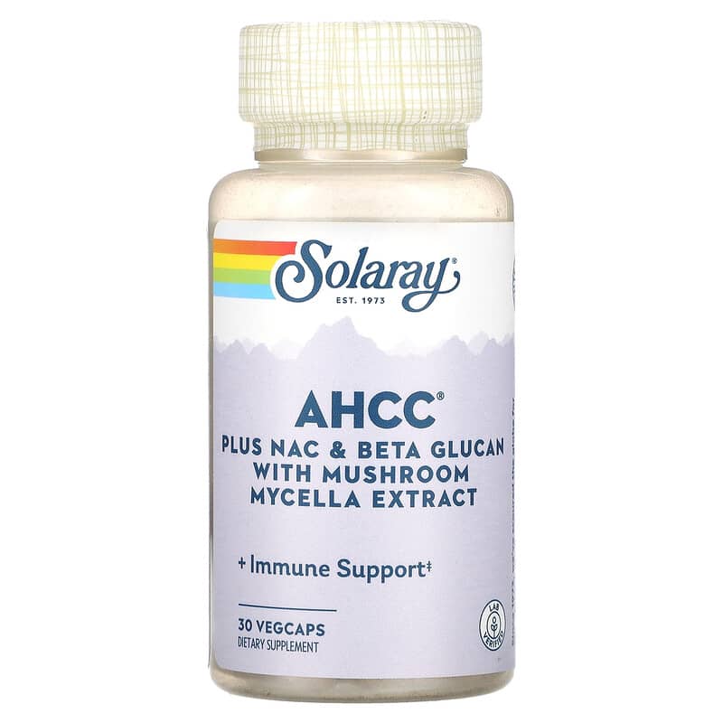 Solaray AHCC Plus NAC & Beta Glucan With Mushroom Mycelia Extract 30 Vegecaps 1 Solaray AHCC Plus NAC & Beta Glucan With Mushroom Mycelia Extract 30 Vegecaps 076280749748