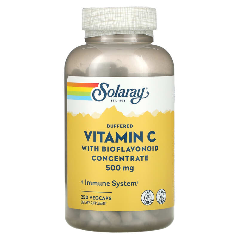 Solaray Buffered Vitamin C with Bioflavonoid Concentrate 500 mg 250 VegCaps 1 Solaray Buffered Vitamin C with Bioflavonoid Concentrate 500 mg 250 VegCaps 076280044218