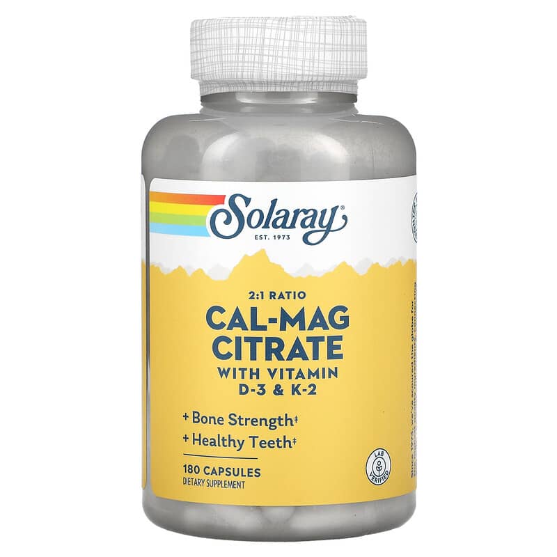 Solaray Cal-Mag Citrate 2:1 Ratio 180 viên 1 Solaray Cal-Mag Citrate 2:1 Ratio 180 Capsules 076280648843