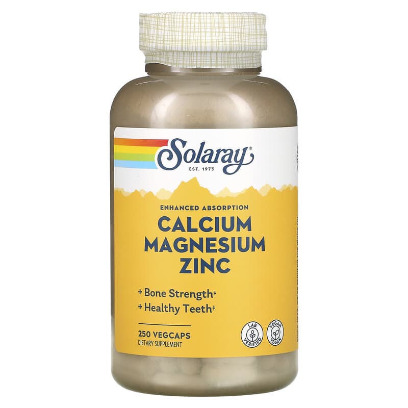 Solaray Calcium Magnesium Zinc 250 VegCaps 1 Solaray Calcium Magnesium Zinc 250 VegCaps 076280045611