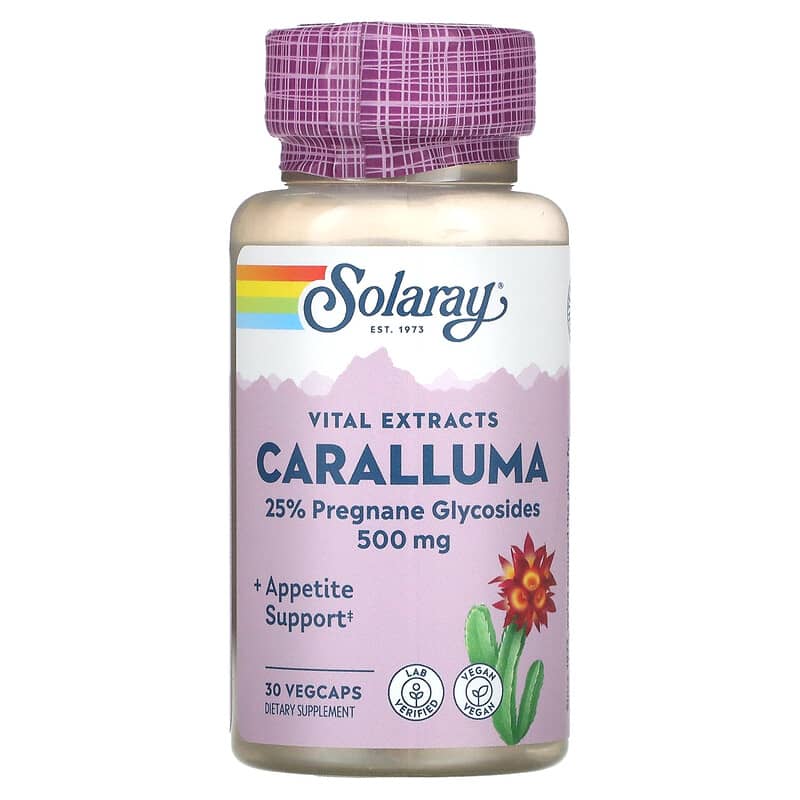 Solaray Caralluma Aerial Extract 500 mg 30 VegCaps 1 Solaray Caralluma Vital Extracts 500 mg 30 VegCaps 076280660548