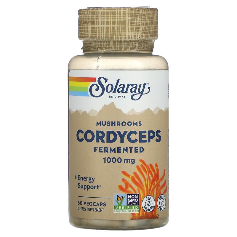 Solaray Organically Grown Fermented Cordyceps 500 mg 60 VegCaps 1 Solaray Cordyceps Fermented Mushrooms 500 mg 60 VegCaps 076280771930