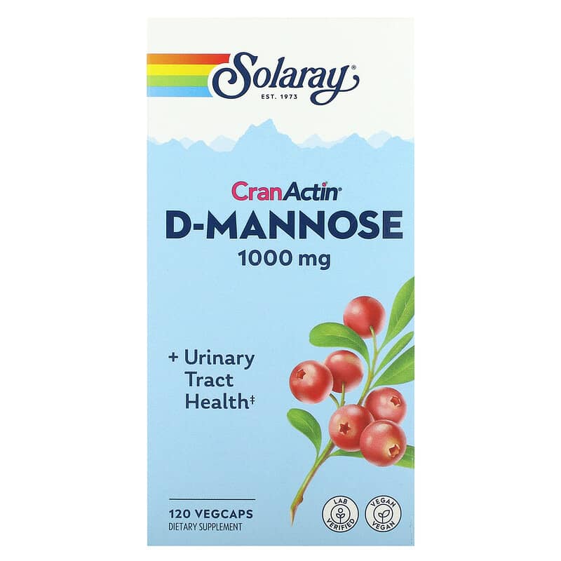 Solaray CranActin D-Mannose Urinary Tract Health 1.000 mg 120 VegCaps 1 Solaray CranActin D-Mannose Urinary Tract Health 1.000 mg 120 VegCaps 076280633498