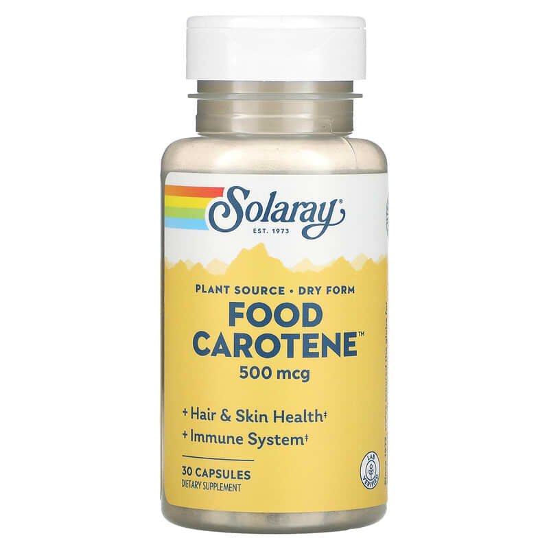 Solaray Food Carotene with Beta Carotene & Carotenoid Complex 500 mcg (10,000 IU) 30 viên 1 Solaray Food Carotene 500 mcg 30 Capsules 076280041132