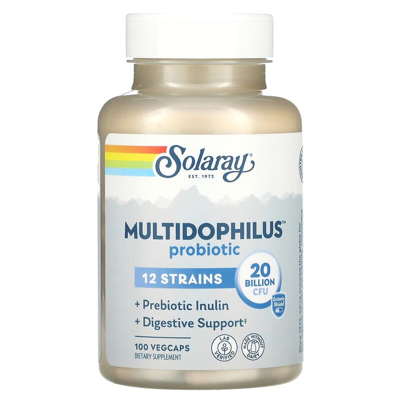 Solaray Multidophilus Probiotic 20 Billion CFU 100 VegCaps 1 Solaray Multidophilus Probiotic 20 Billion CFU 100 VegCaps 076280493009