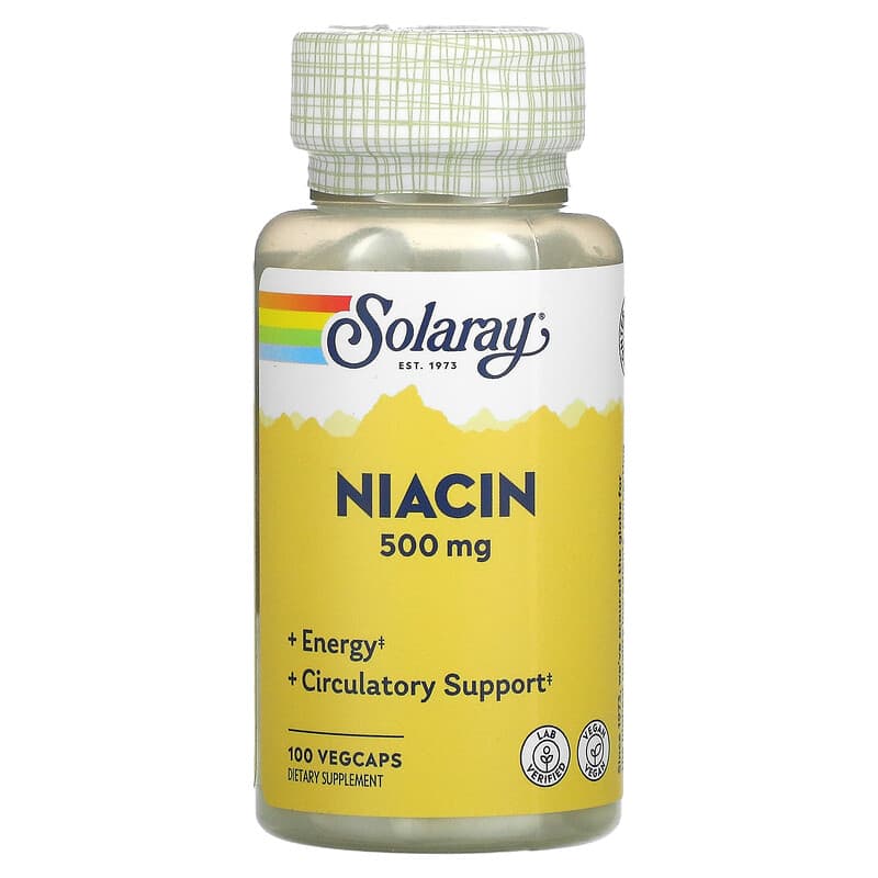 Solaray Niacin 500 mg 100 VegCaps 1 Solaray Niacin 500 mg 100 VegCaps 076280043631