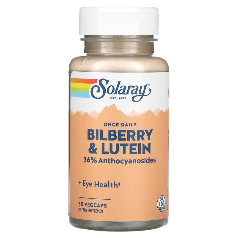 Solaray Once Daily Bilberry & Lutein 30 VegCaps 1 Solaray Once Daily Bilberry & Lutein 30 VegCaps 076280031157