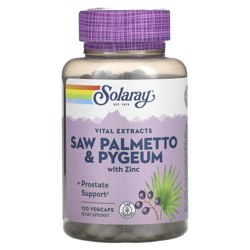 Solaray Saw Palmetto & Pygeum with Zinc 120 VegCaps 1 Solaray Saw Palmetto & Pygeum with Zinc 120 VegCaps 076280037685
