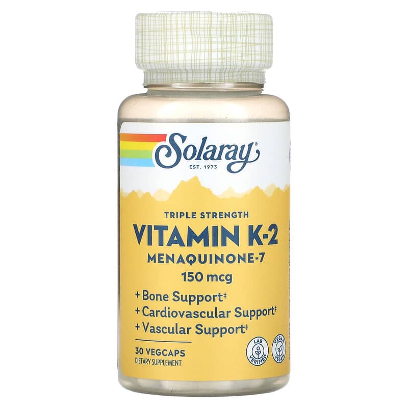 Solaray Triple Strength Vitamin K-2 Menaquinone-7 150 mcg 30 VegCaps 1 Solaray Triple Strength Vitamin K-2 Menaquinone-7 150 mcg 30 VegCaps 076280278774