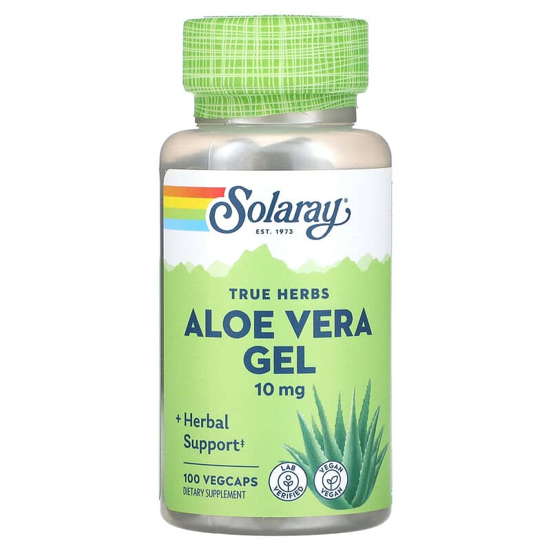 Solaray True Herbs Aloe Vera Gel 10 mg 100 VegCaps 1 Solaray True Herbs Aloe Vera Gel 10 mg 100 VegCaps 076280001204