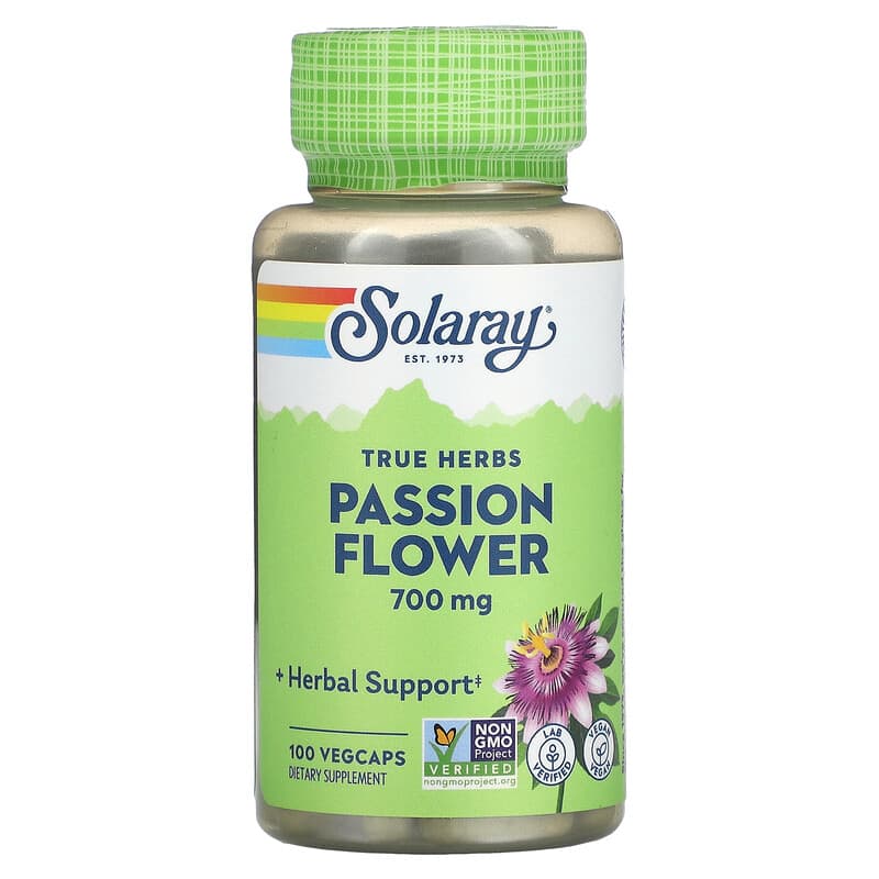 Solaray True Herbs Passion Flower 350 mg 100 VegCaps 1 Solaray True Herbs Passion Flower 350 mg 100 VegCaps 076280014303