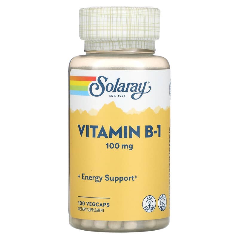 Solaray Vitamin B-1 with Aloe Vera 100 mg 100 VegCaps 1 Solaray Vitamin B-1 100 mg 100 VegCaps 076280043259