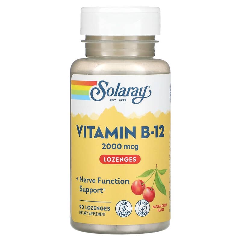Solaray Vitamin B-12 Natural Cherry Flavor 2,000 mcg 90 Lozenges 1 Solaray Vitamin B-12 Natural Cherry 2.000 mcg 90 Lozenges 076280043501