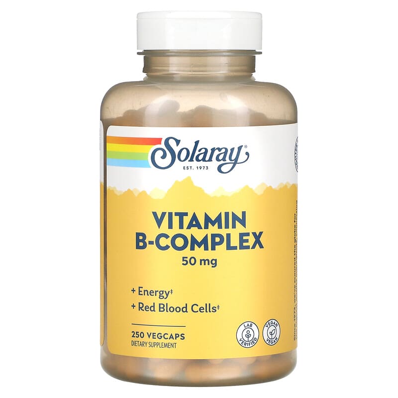Solaray B-Complex 50 250 VegCaps 1 Solaray Vitamin B-Complex 50 mg 250 VegCaps 076280042726